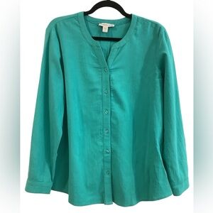 Coldwater Creek Green Button Up Blouse Size SP